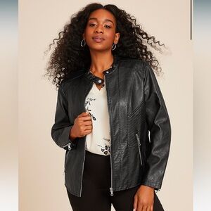 Maurices Plus Size Black Faux Leather Biker Jacket, 1X